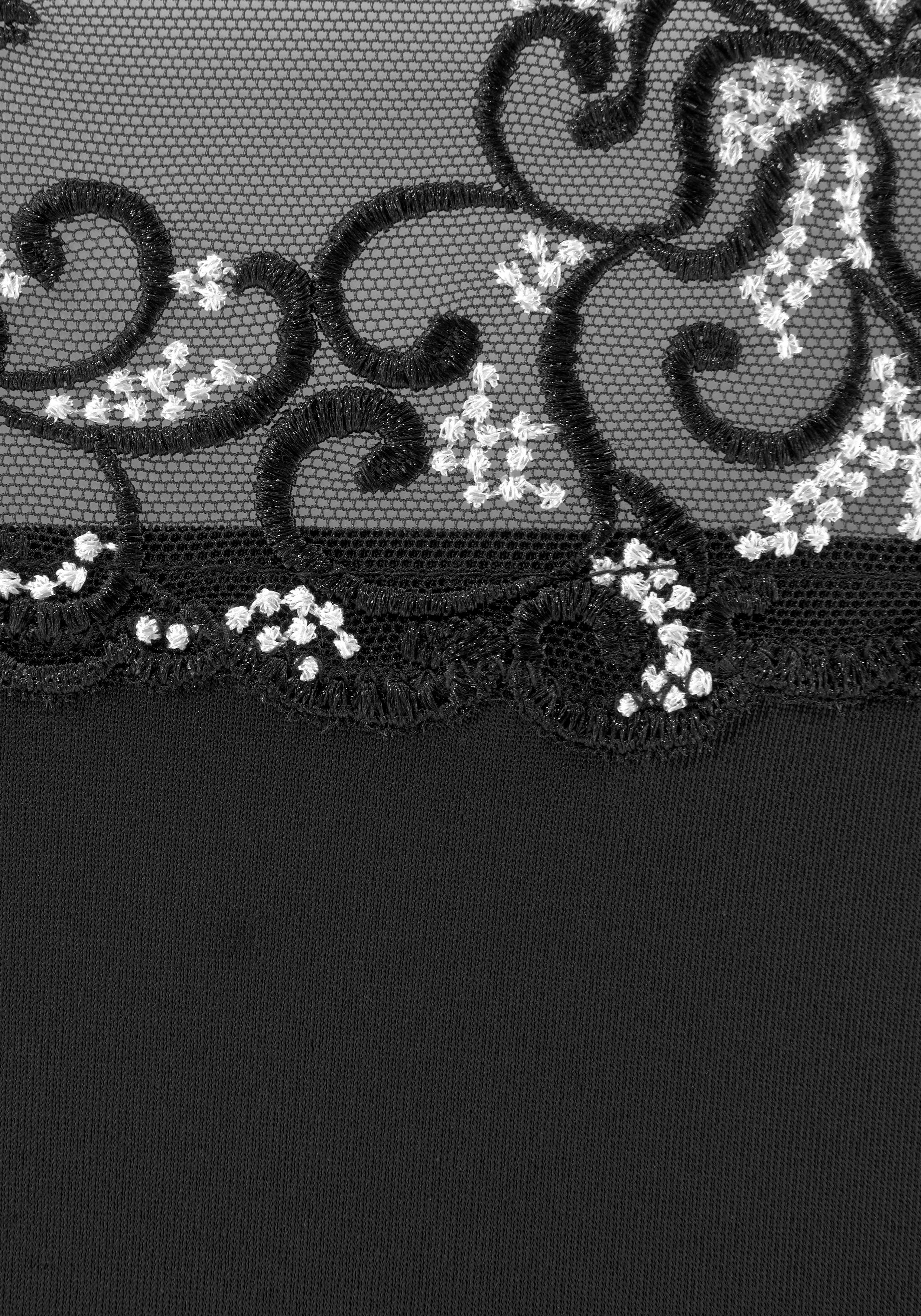 Nuance Slip Bund mit Spitze schwarz floraler Stickerei aus