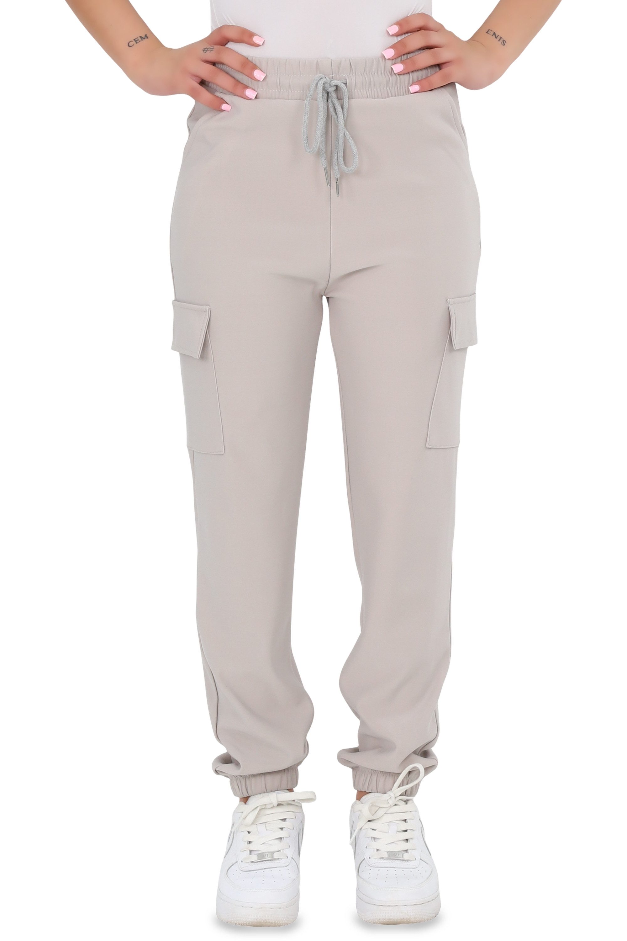 malito more than fashion Jogginghose malito Damen Jogginghose mit elastischem Beinabschluss und Seitentasch Freizeithose Sweathose Loose Fit mit Seitentaschen