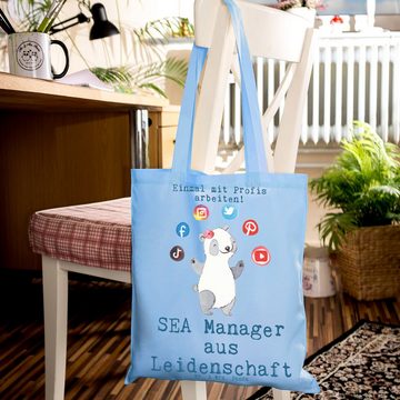 Mr. & Mrs. Panda Tragetasche SEA Manager Leidenschaft - Sky Blue - Geschenk, Rente, Kollegin, Beut (1-tlg), Design-Highlight
