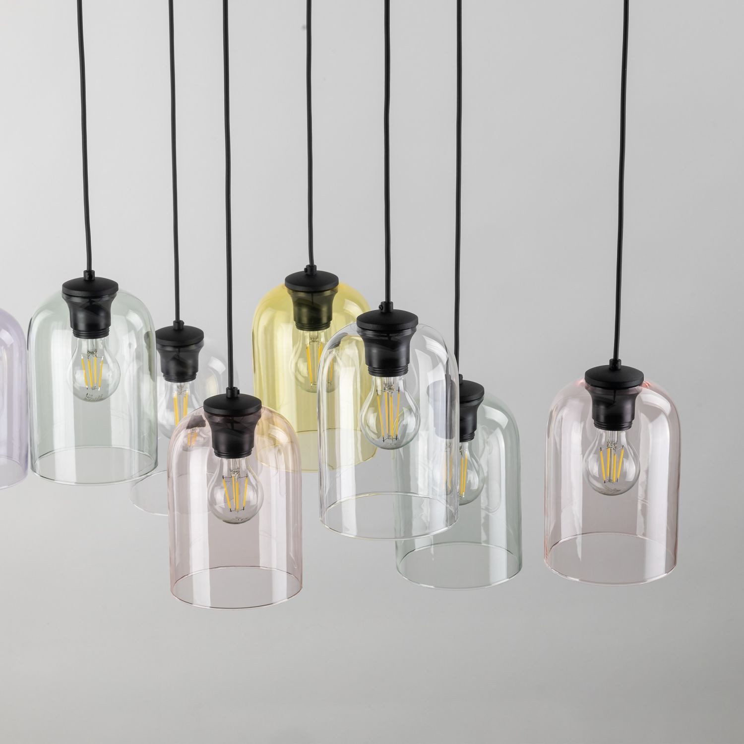 Licht-Erlebnisse Pendelleuchte LUNEX, ohne Leuchtmittel, Metall Glas E27 H: max. 150 cm Schwarz Mehrfarbig Modern