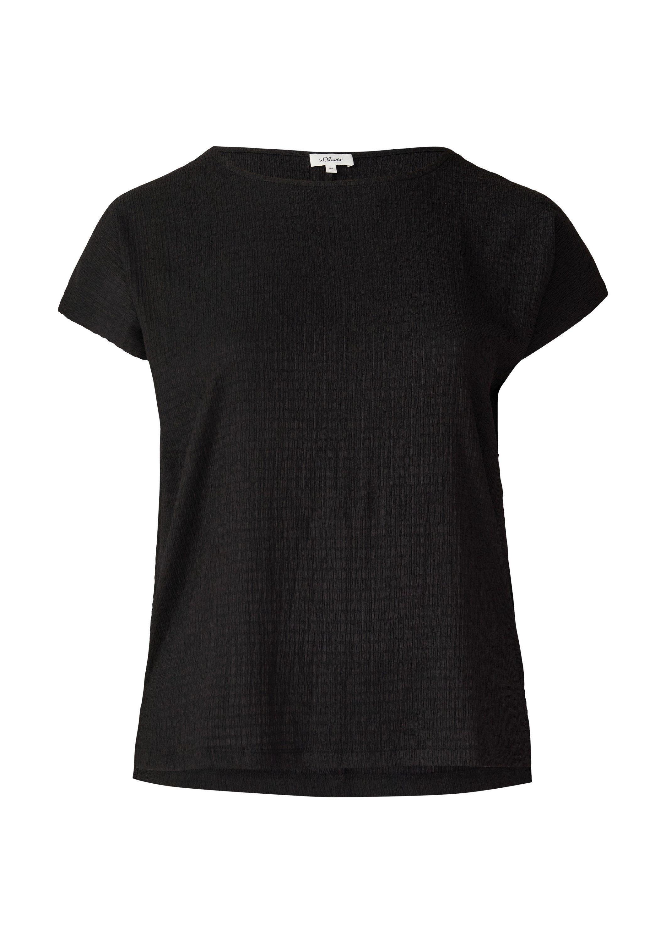 s.Oliver Kurzarmshirt T-Shirt Strukturiertes T-Shirt im Relaxed Fit mit U-B günstig online kaufen