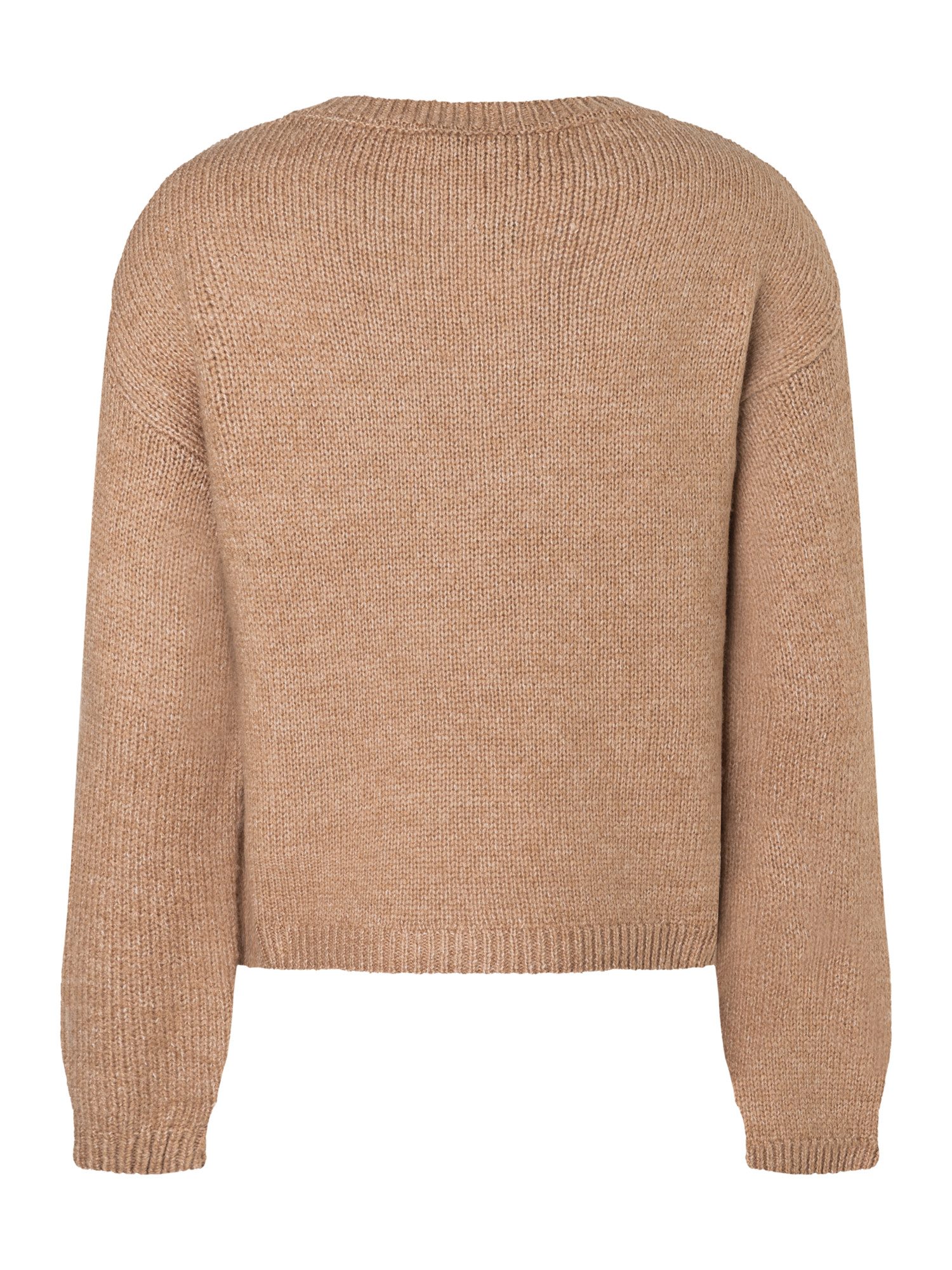 MORE&MORE Rundhalspullover kuscheliger Pullover Blumenapplikation