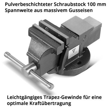 STAHLWERK Schraubstock Schraubstock BV-100 ST aus Gusseisen, mit 100 mm Spannweite, Maschinenschraubstock, Werkbankschraubstock