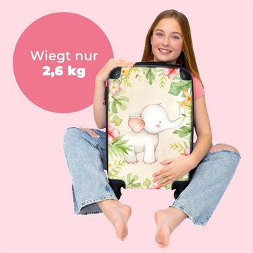 NoBoringSuitcases.com© Kinderkoffer Elefant - Aquarell - Dschungel - Mädchen - Kinder 55x35x20cm, 4 Rollen, Koffer mit 4 rollen, Kindertrolley, Reisekoffer für Mädchen