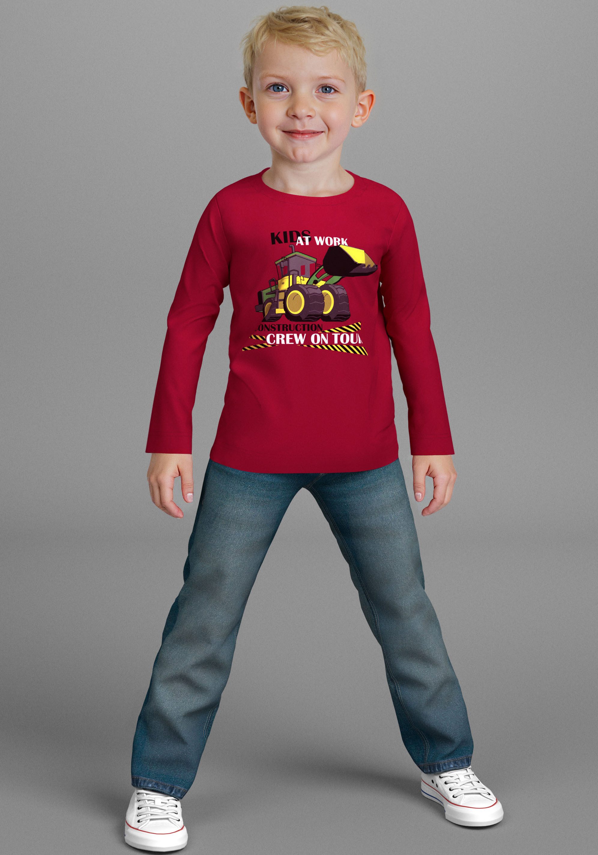 KIDSWORLD Schlupfjeans, Stretch-Jeans für kleine Jungen bequeme Passform, gerade Beinform, mit Gummizug im Bund