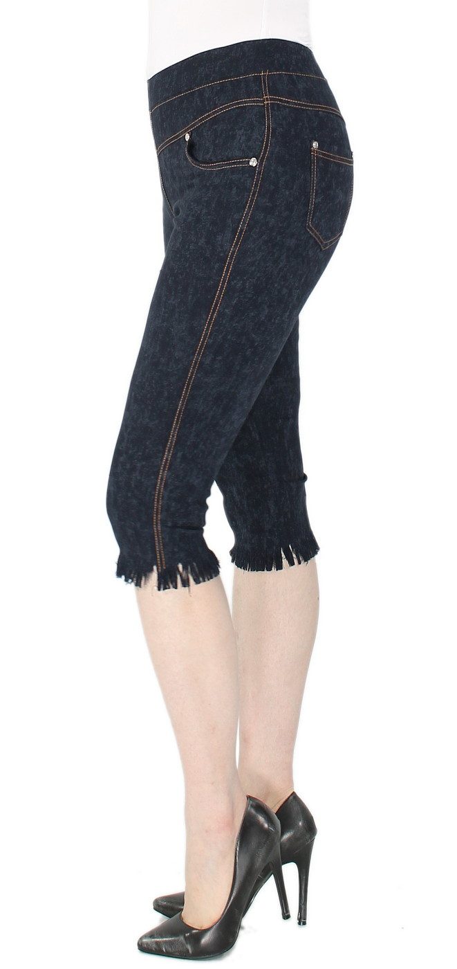 dy_mode Caprihose Damen Capri Hose mit Fransen – Bequeme 3/4-Sommerhose mit elastischem Bund, Middle Waist