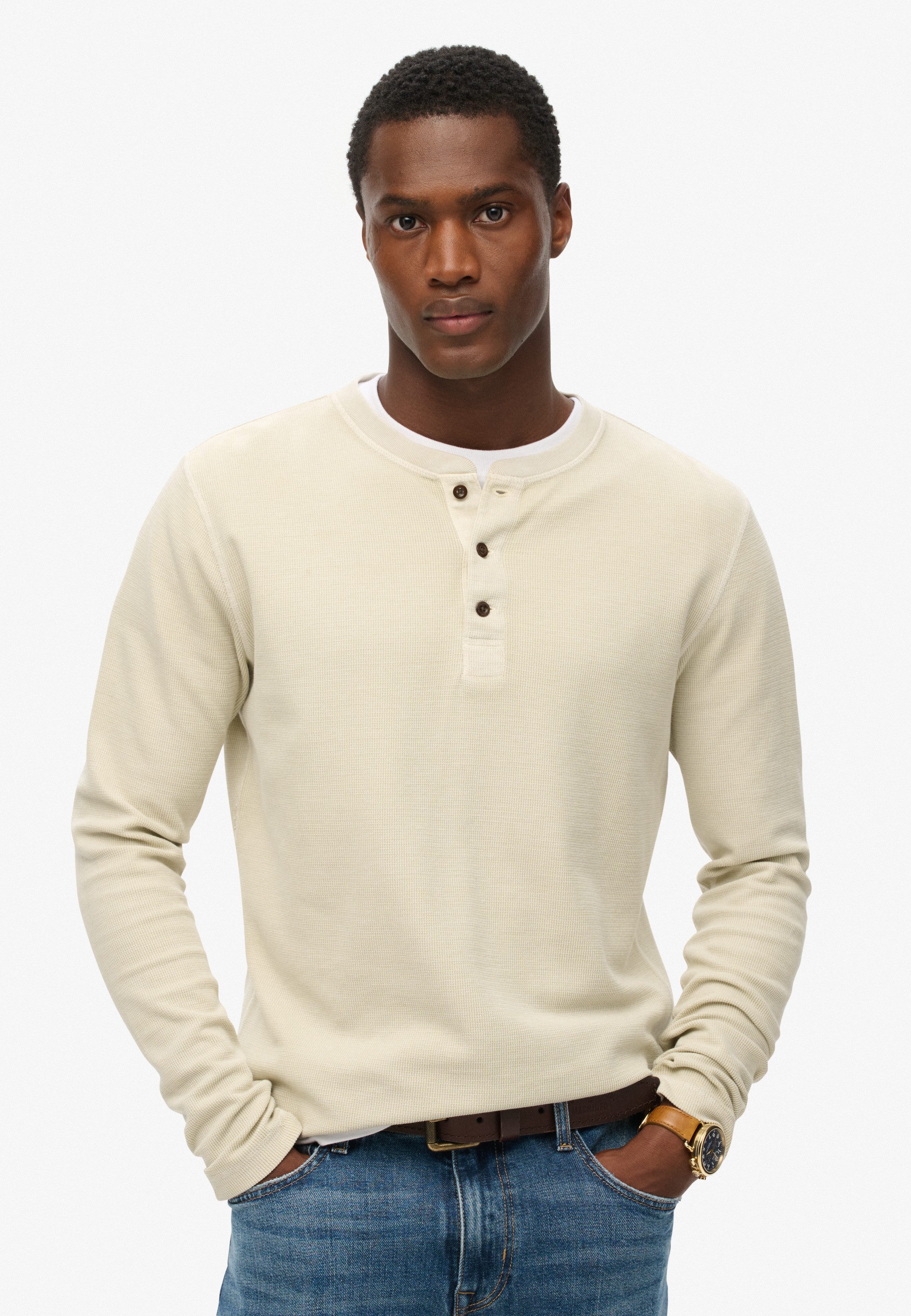 Superdry Langarmshirt WAFFLE LONG SLEEVE HENLEY TOP günstig online kaufen
