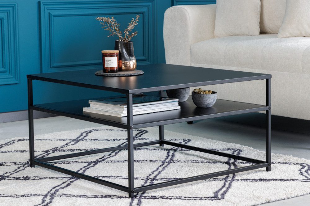 riess-ambiente Couchtisch DURA STEEL 70cm schwarz - Metall, 2 Ablagen, pulverbeschichtet (Einzelartikel, 1-St), Industrial Design mit viel Stauraum – ideal für Sofa & Loungebereich