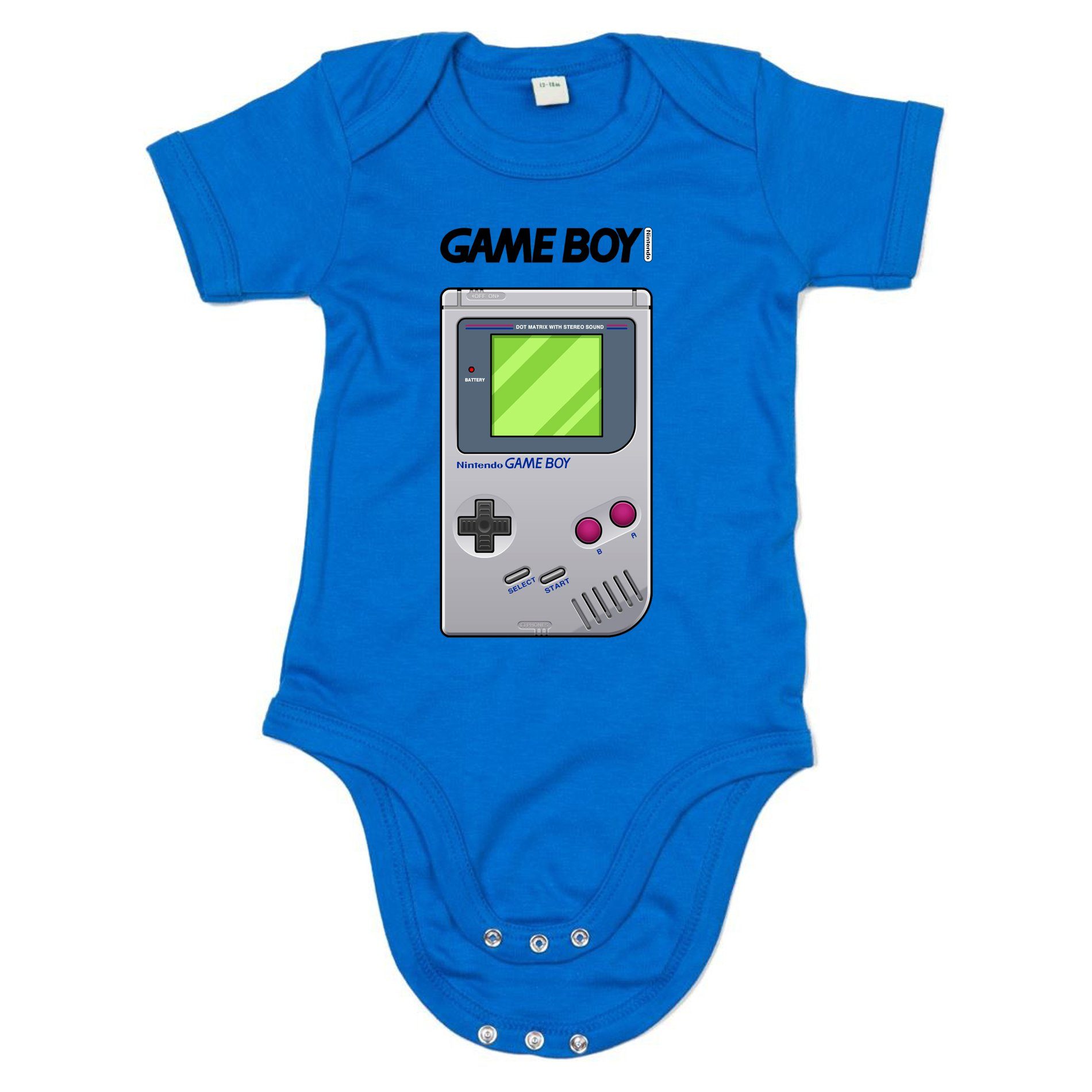 Konsole Kinder Gamer Strampler & Blau Retro Boy Baby Game Logo Brownie Blondie Nintendo