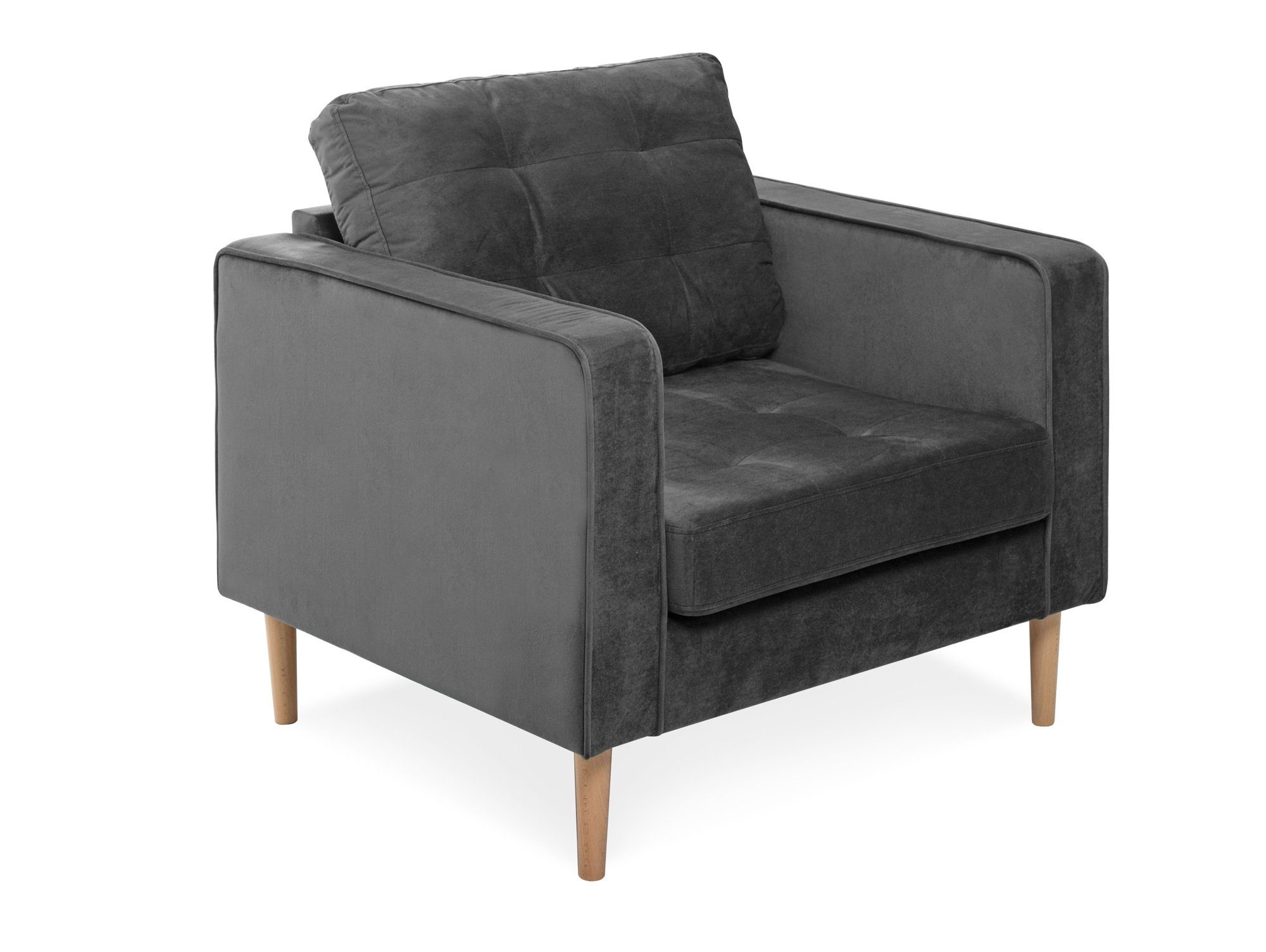 Moebel-Eins Sessel GLAMMI Sessel mit Samtbezug, Füße Buche massiv, GLAMMI Sessel mit Samtbezug, Füße Buche massiv Grau