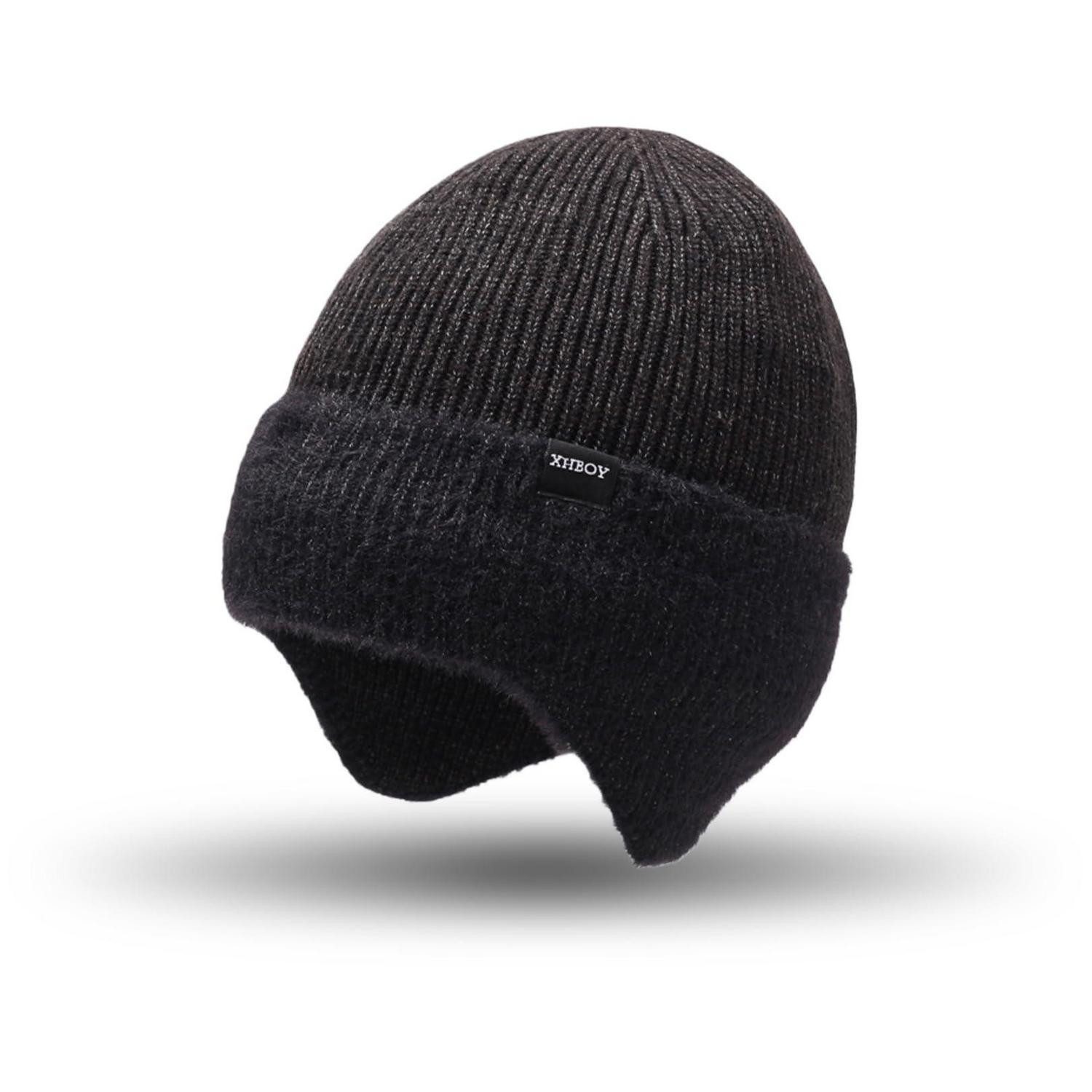 LuxusKollektion Ohrenmütze Wintermütze mit Ohrenschutz Schwarz (1-St)
