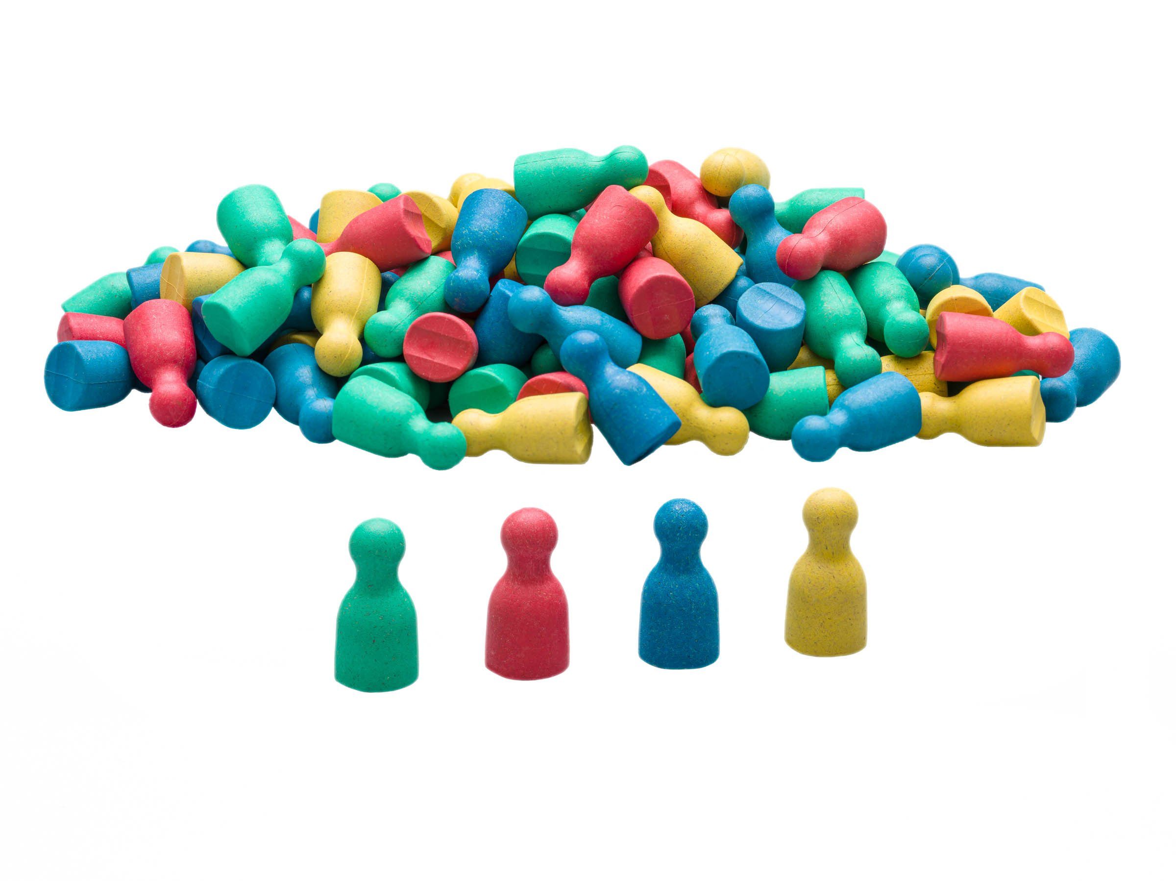 Wissner® aktiv lernen Lernspielzeug Spielfiguren in versch. Farben und gemischt, Halma-Kegel Pöppel, RE-Wood® 4-farbig
