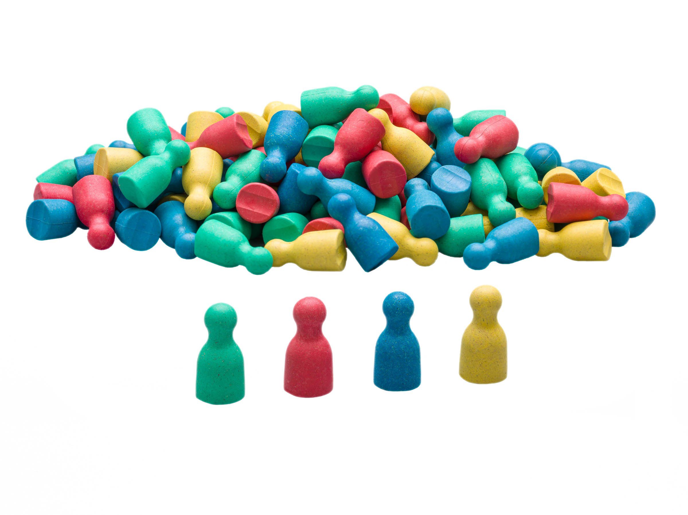Lernspielzeug Spielfiguren in versch. Farben und gemischt, Halma-Kegel Pöppel