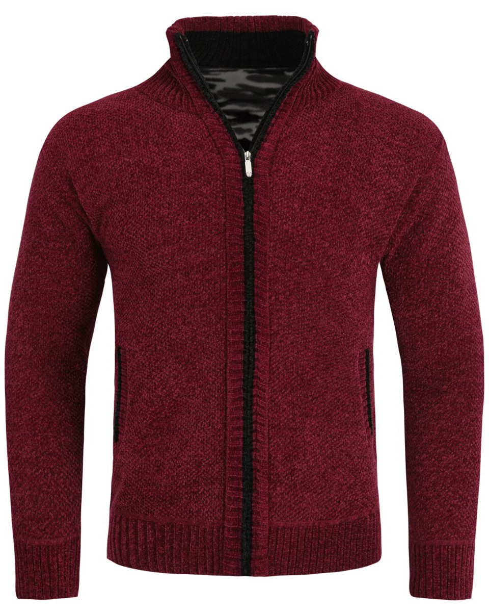 Allthemen Cardigan mit Stehkragen Uni Grobstrick günstig online kaufen