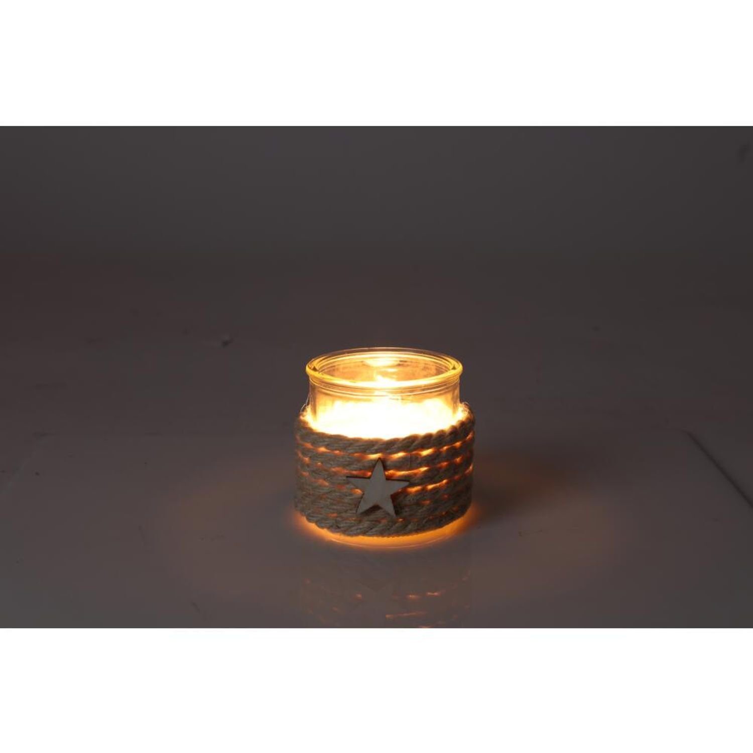 BURI Teelichthalter 12x und Dekoschnur Holzstern mit Kerzenständer Teelicht Kerzenhalter