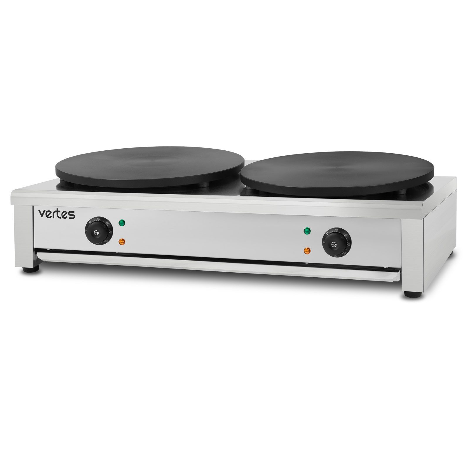 vertes Crêpesmaker Crepesplatte Crepesmaker Elektrisch aus Edelstahl, 3000 W, Ø 40 cm, 2x 40cm Platte 2x 3000W