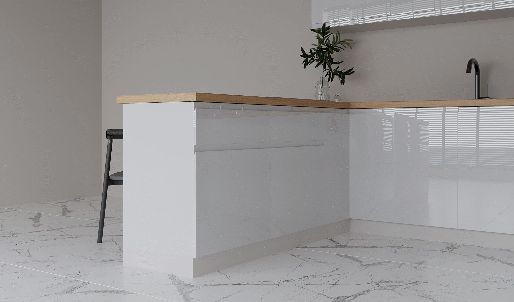 ROYAL24_MARKT Küchenzeile K107-G860 - Aspen - Rundum gut organisiert, (Komplett Set), Beste Güte - Innovativ - Modern.