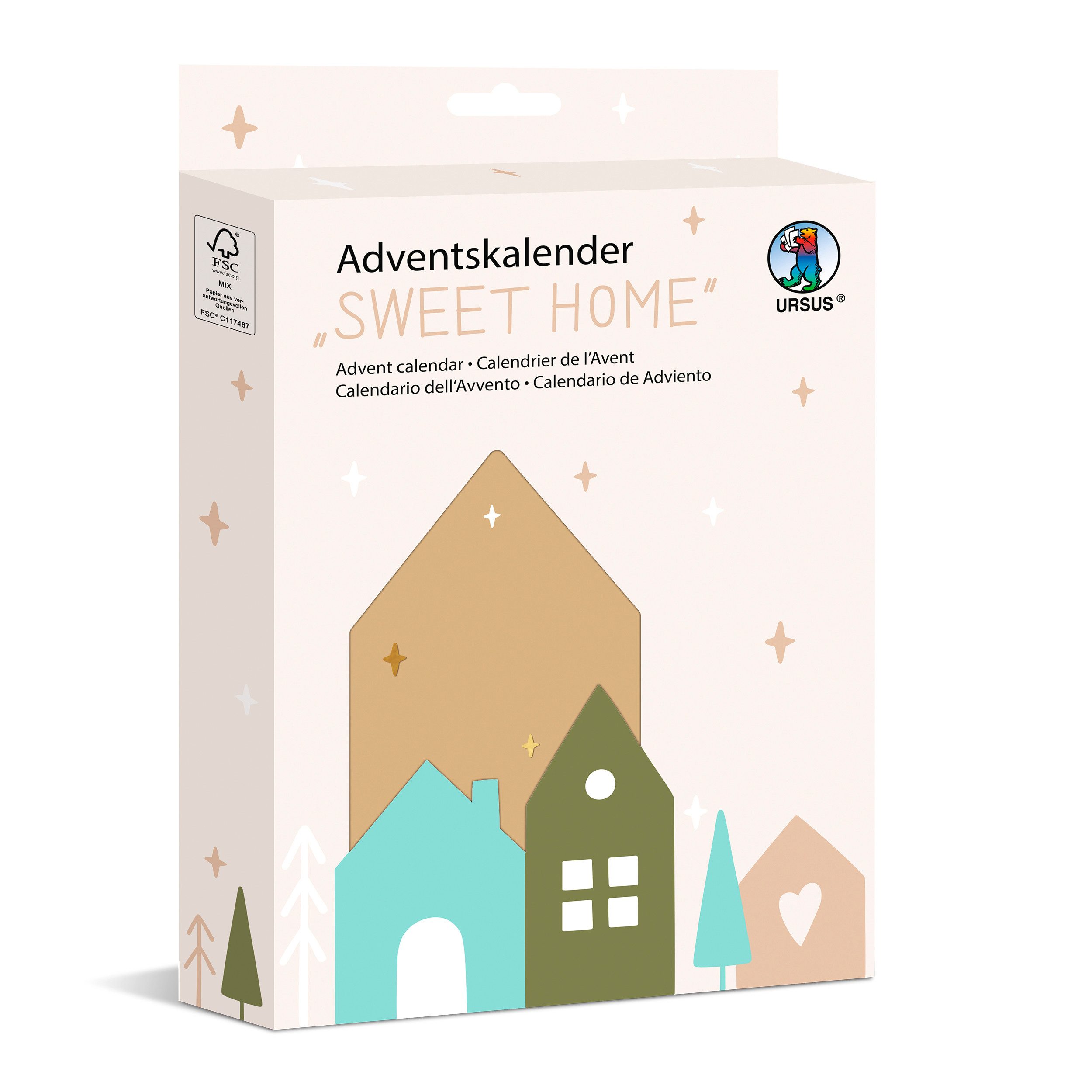 URSUS Kreativset Adventskalender-Set, (77-tlg), 24 Stück