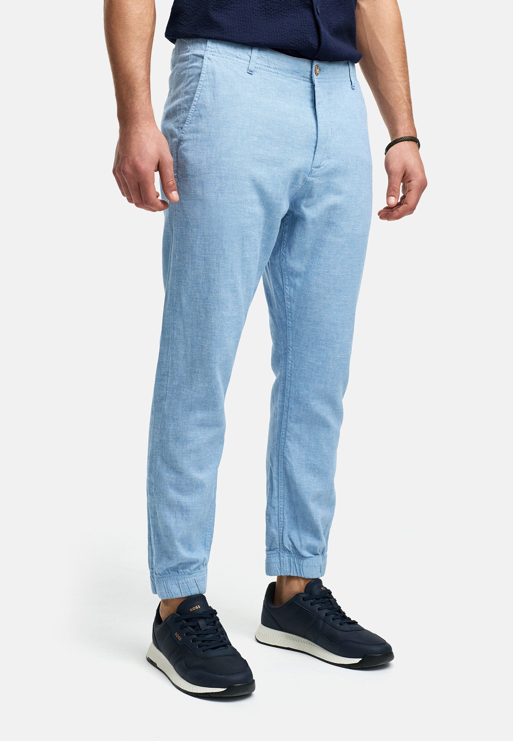 Indicode Leinenhose Herren Blnda Sommerhose Leinen Herrenhose samt dekorativem Gürtel aus Kordeln
