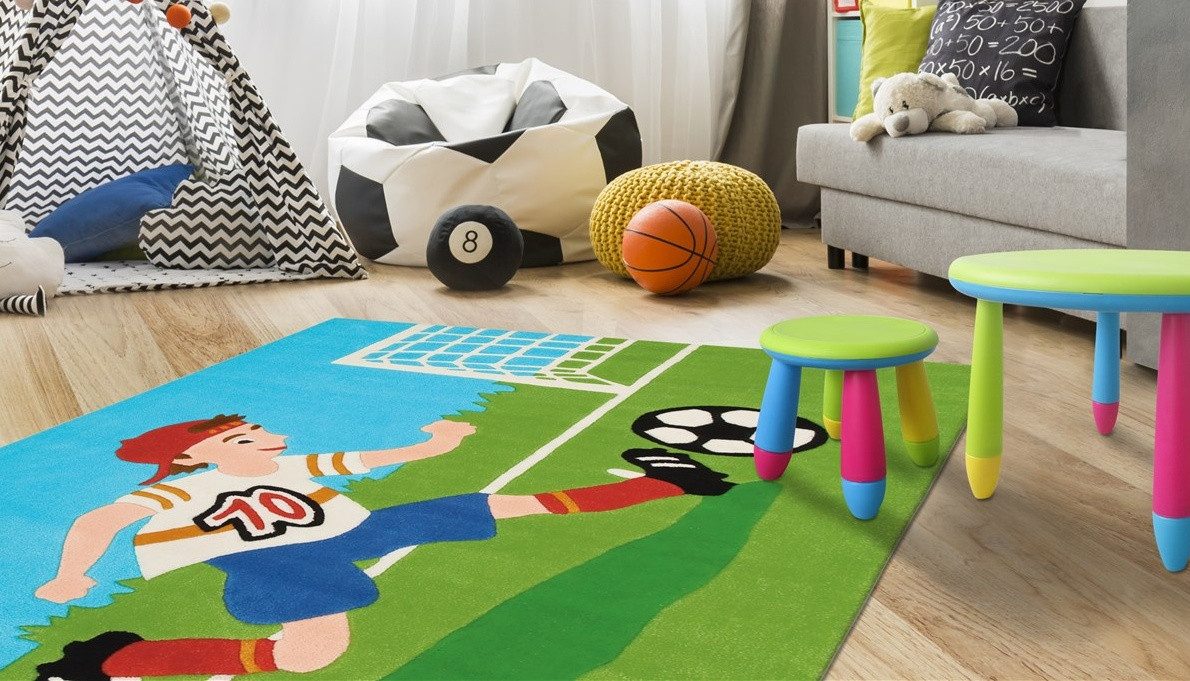 Arte Espina Kinderteppich Joy 4090, rechteckig, Höhe: 22 mm, Sehr strapazierfähig, Fußbodenheizungsgeeignet, Fussball