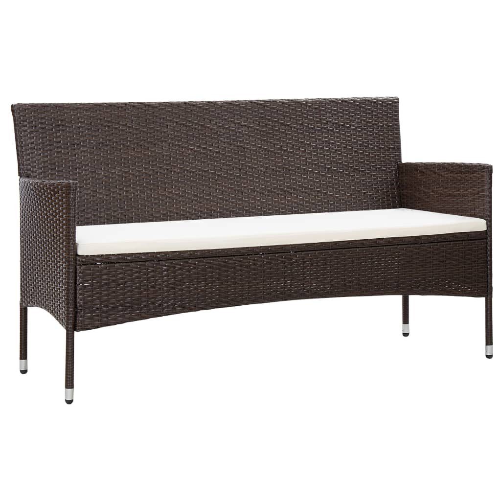 vidaXL Loungesofa »3-Sitzer-Gartensofa mit Auflagen Braun Poly Rattan«, 1  Teile