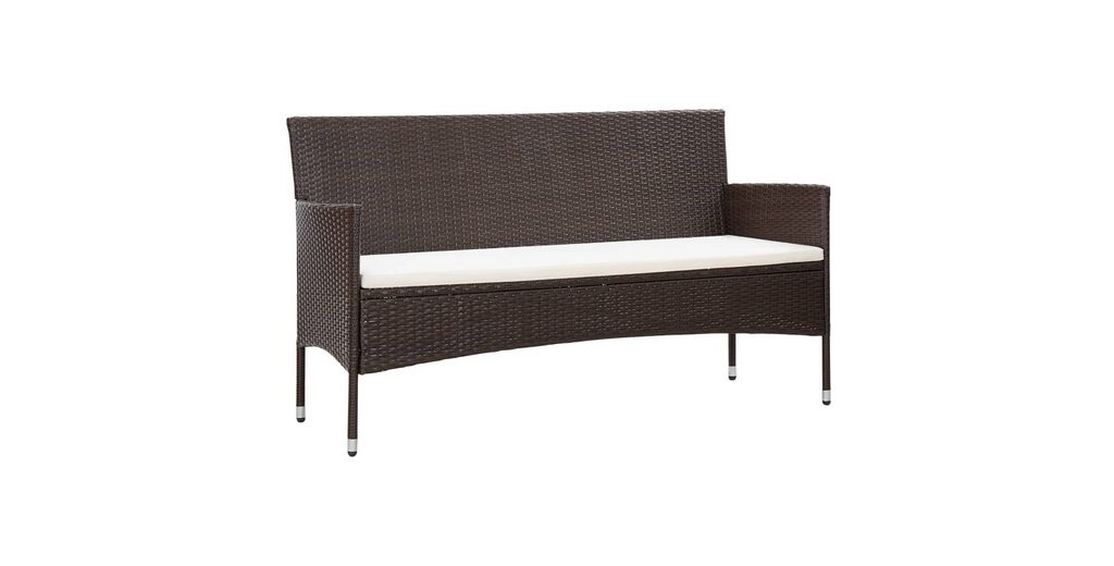 VidaXL Outdoor Sofa 3-Sitzer Mit Dach - Gartensofa Set In Beige Poly Rattan