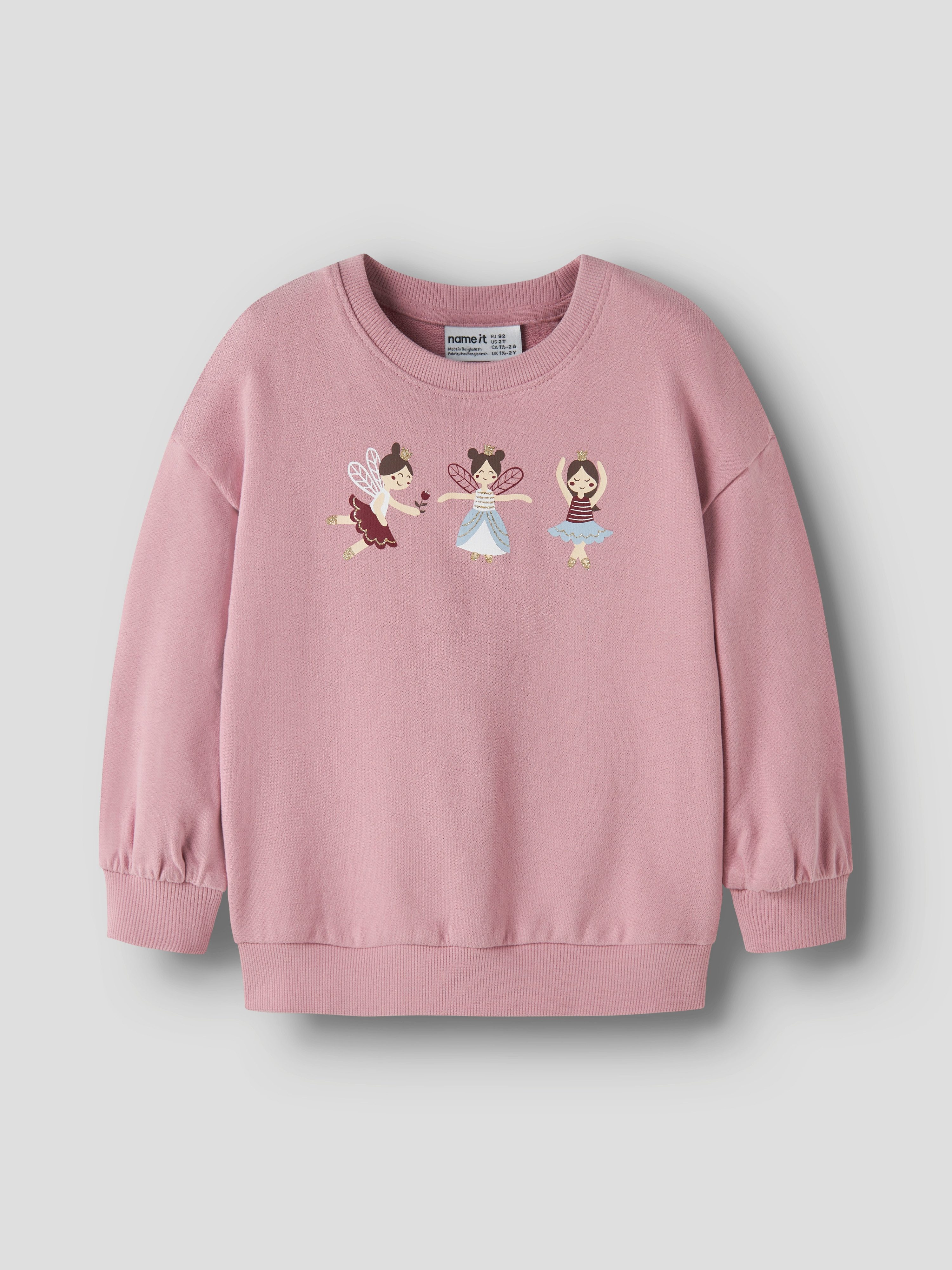 Name It Sweatshirt NMFVALONA LS LONG RLX SWEAT UNB Baumwolle, Druck mit Glitzerdetail