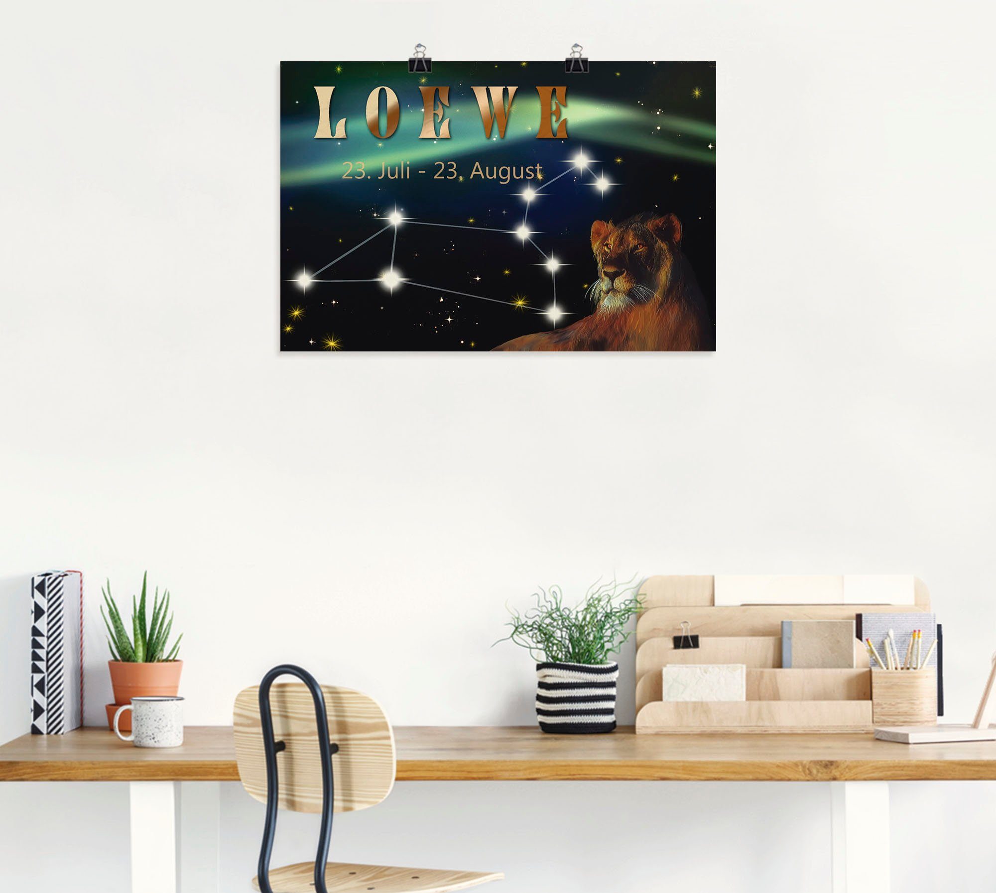 Artland Poster Sternzeichen - Löwe, Bilder von Sternzeichen (1 St), ohne Rahmen