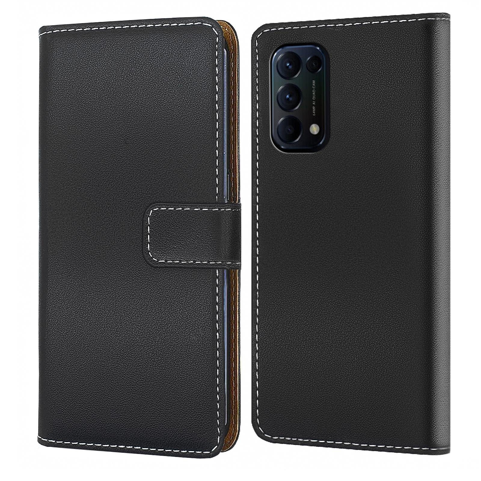 Numerva Handyhülle Bookstyle Etui Handytasche für OPPO Find X3 Lite, Schutzhülle Klapphülle Flip Cover Schwarz