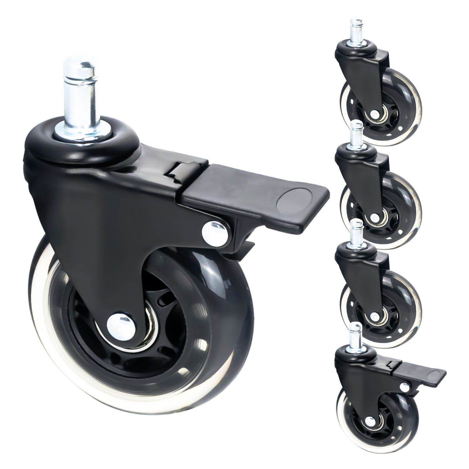 HMF Stuhlrolle 6810 Hartbodenrollen für Bürostuhl mit Bremsfunktion, (5 Stü günstig online kaufen