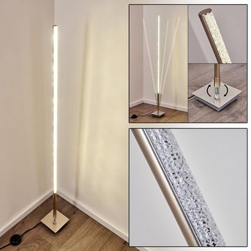 hofstein Stehlampe »Guasto« LED Stehleuchte aus Metall in Nickel-matt, 3000 Kelvin, verstellbare Schirme, 1x7, 8 Watt, 900 Lumen, mit Fußschalter am Kabel