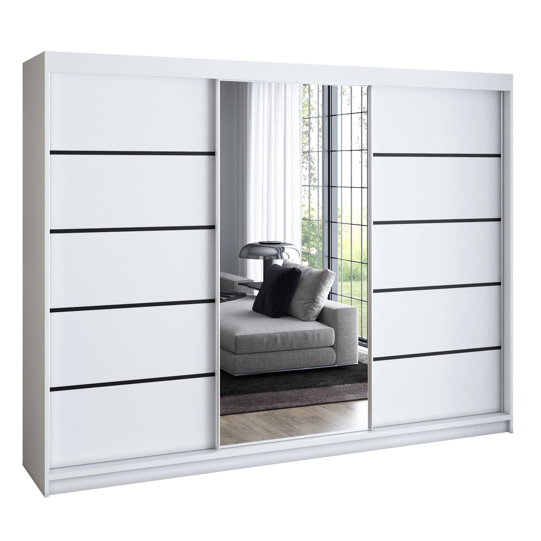 A&J MöbelLand GmbH Schiebetürenschrank VILUNO mit 4 Schubladen und Spiegel günstig online kaufen