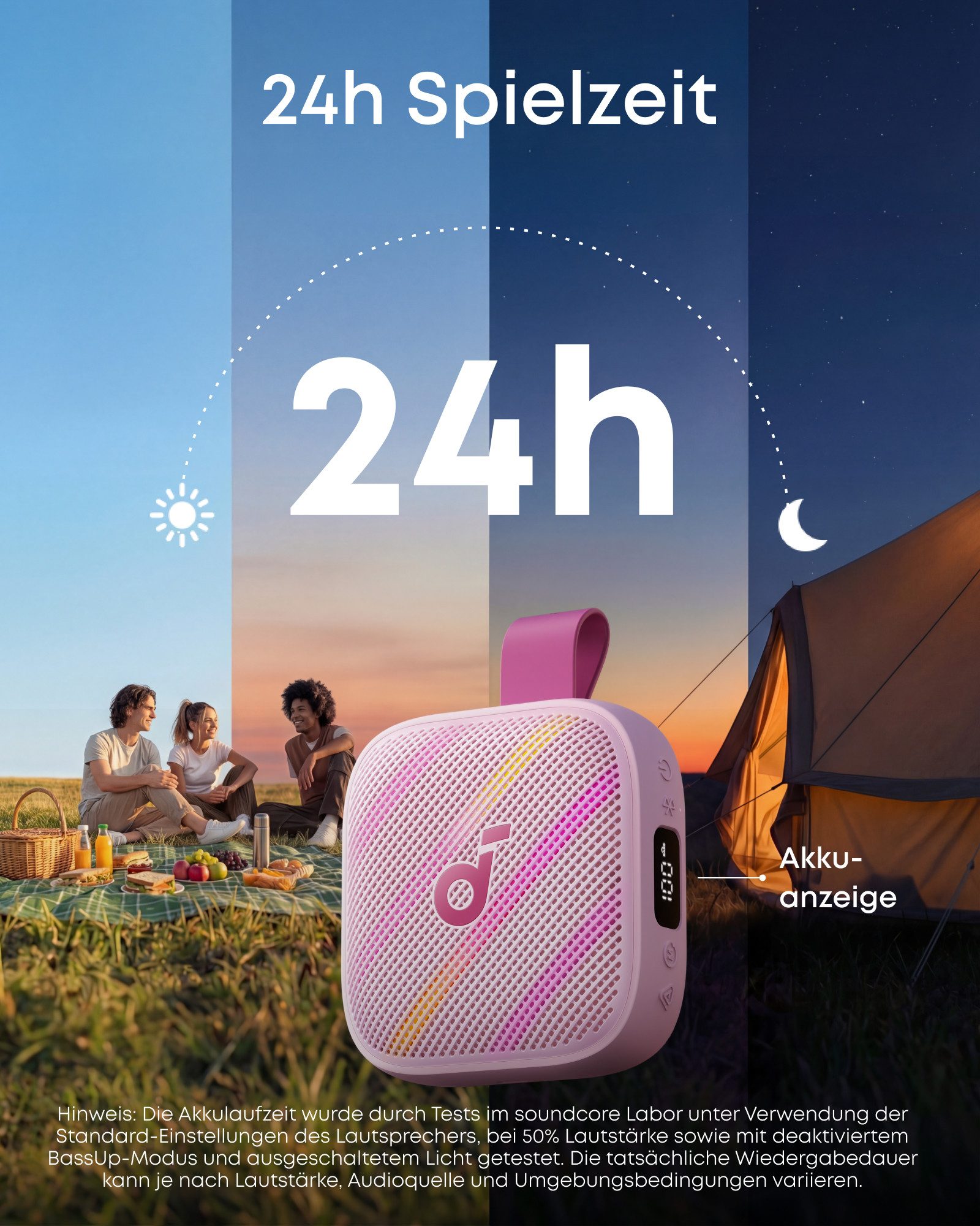 Anker soundcore Boom Go 3i by Anker Portable-Lautsprecher (AAC, SBC, Bluetooth V6.0, 15 W, 24h Akku, BassUp 2.0, Notfallladung, RGB Lichtshow, IP68 wasserdichte – Bild 3 von 5