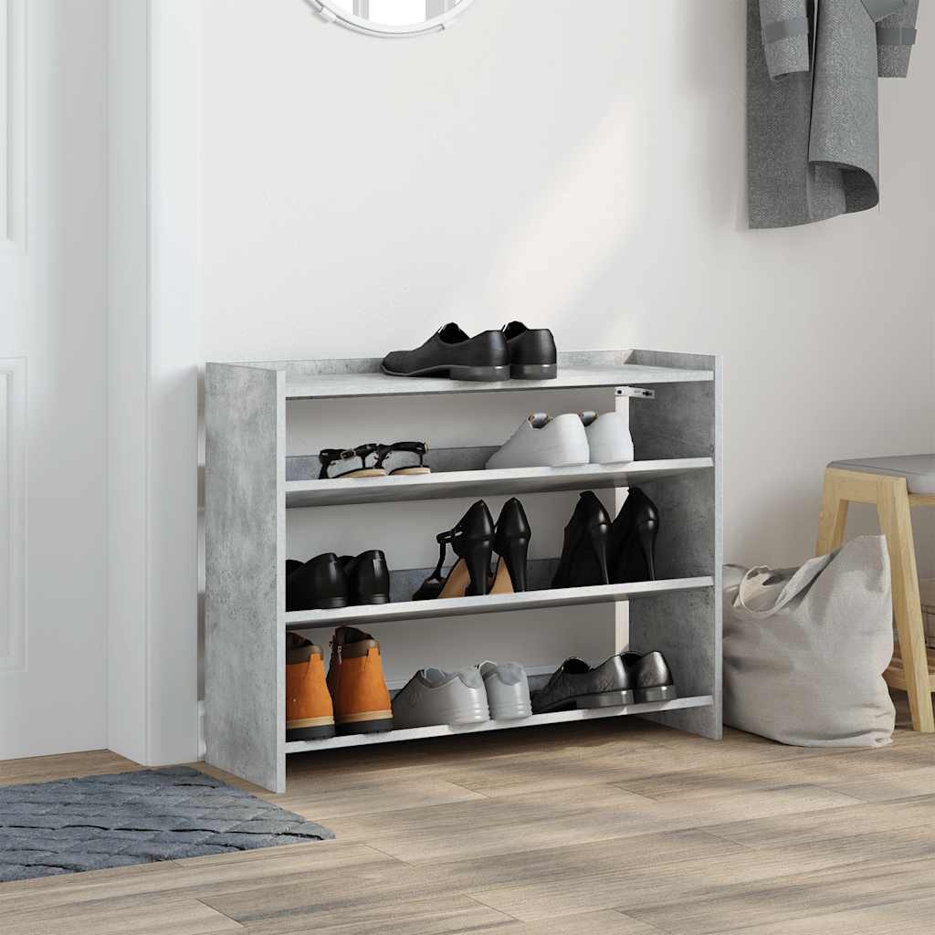 vidaXL Schuhregal Schuhregal Betongrau 80x25x62 cm Holzwerkstoff, 1-tlg.