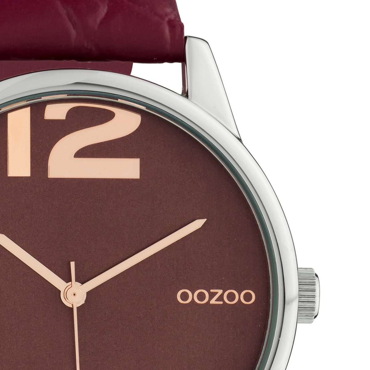 mm Damen OOZOO C10378 Uhr 40 Armbanduhr Lederband Weinrot Quarzuhr