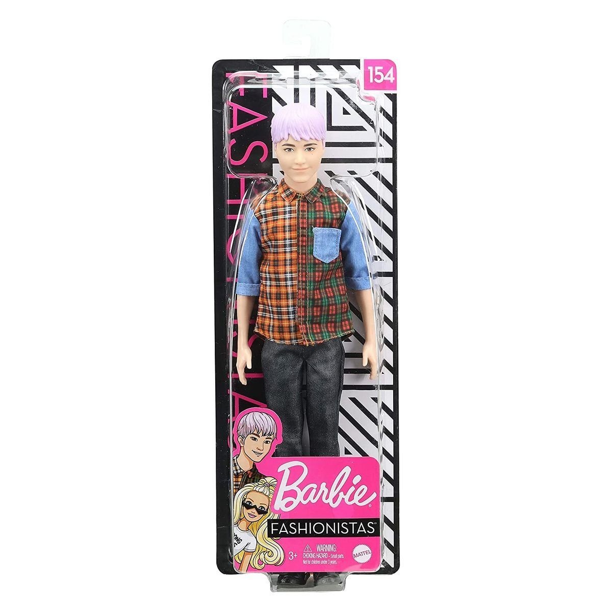 Mattel® Anziehpuppe Mattel GHW70 - Barbie - Fashionistas - Puppe, Ken, lilahaarig mit Karohemd