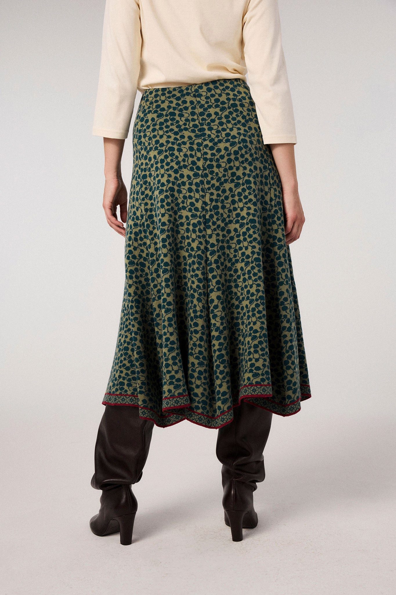 Himalaya Clothing A-Linien-Rock Damen mit stilvollem Tropfenmuster - Strickrock aus Bio-Baumwolle Eleganter Damen Midirock in schwungvoller A-Linie