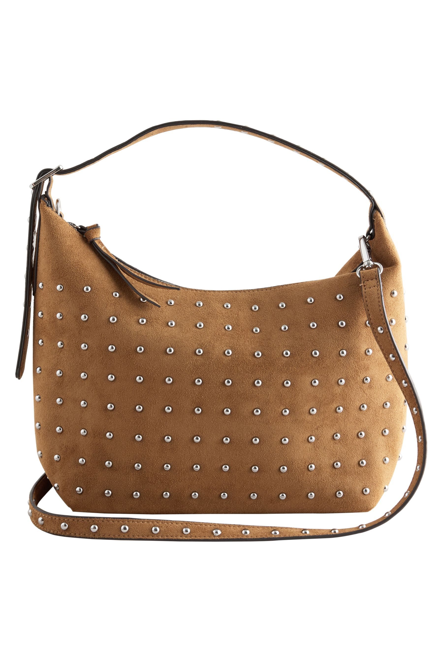 Next Umhängetasche Handtasche aus Velourskunstleder mit Nieten (1-tlg)