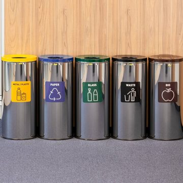 Ulsonix Mülleimer Mülleimer Abfalleimer Küche Bio Label Mülltrenner Edelstahl mit Deckel