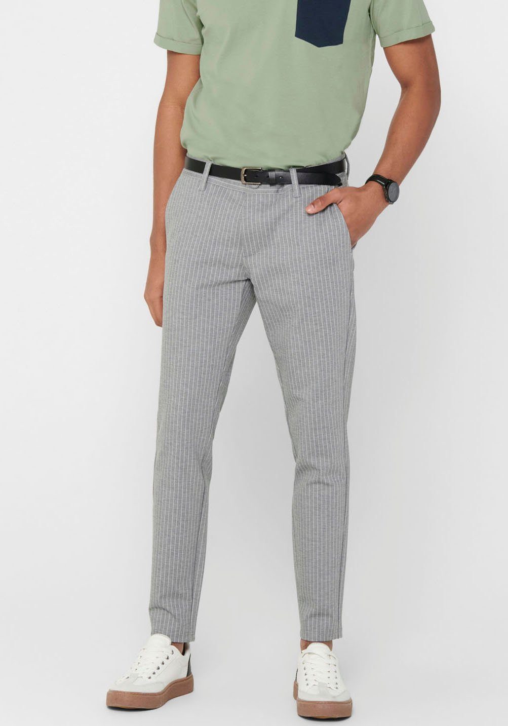 & Chinohose PANT MARK light-grey-melange ONLY SONS