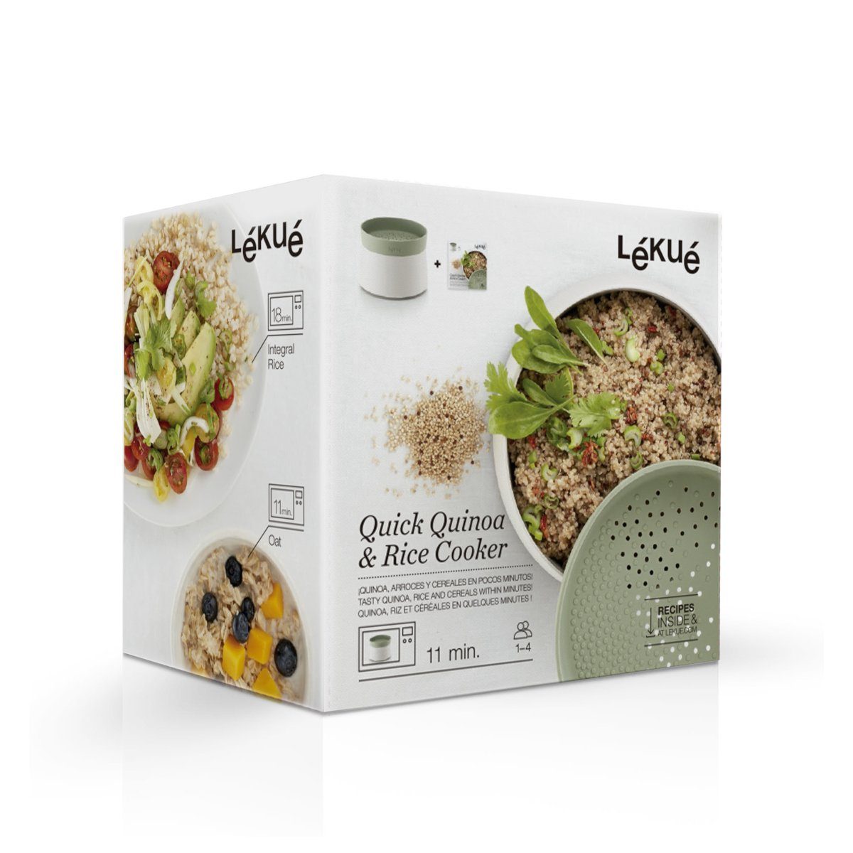 Kunststoff und LEKUE Mikrowellenbehälter Reiskocher, Mikrowellen Quinoa- (lebensmittelecht), Platinum Silicone