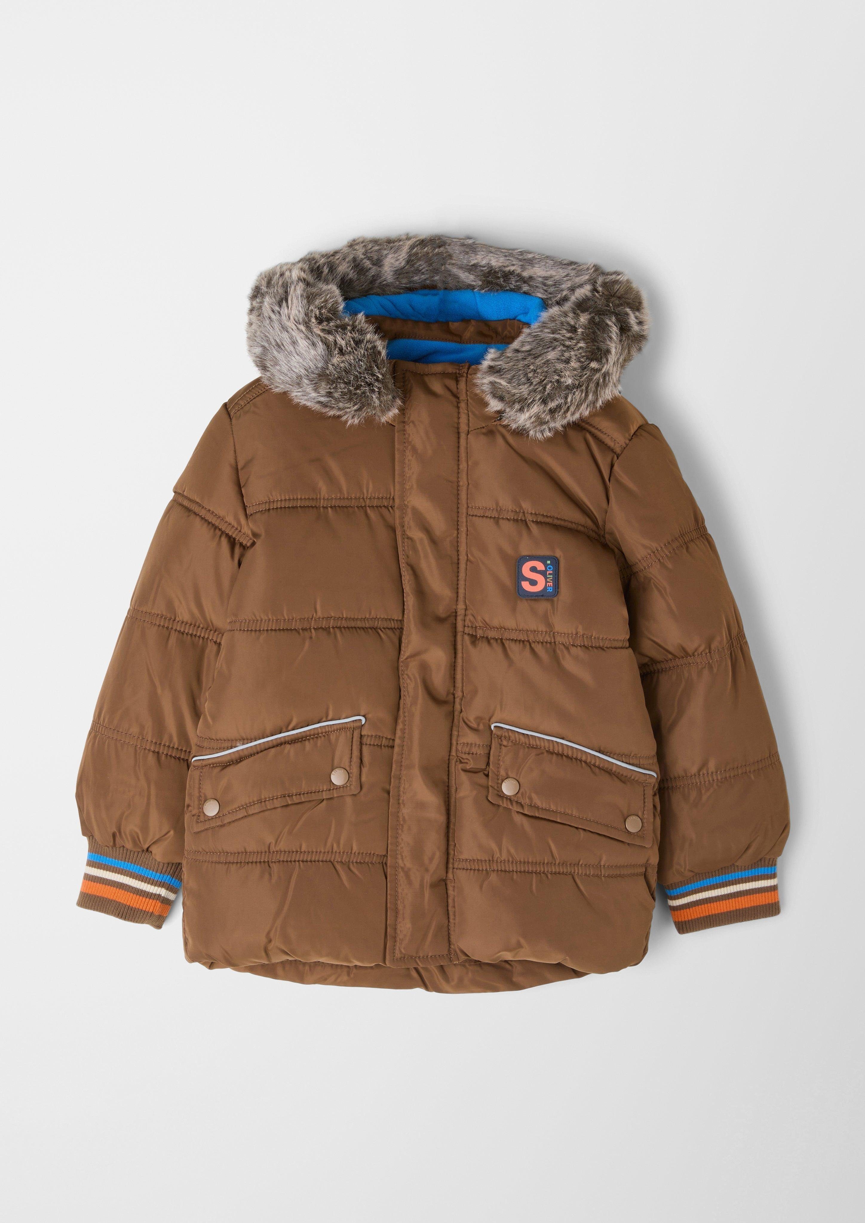 s.Oliver Junior s.Oliver Outdoorjacke Steppjacke mit Fleecefutter Label-Patch, Kontrast-Details brown