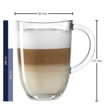 LEONARDO Latte-Macchiato-Tasse Napoli, Materialmix, 2 Tassen & 2 Löffel, Spülmaschinenfest, Mikrowellengeeignet