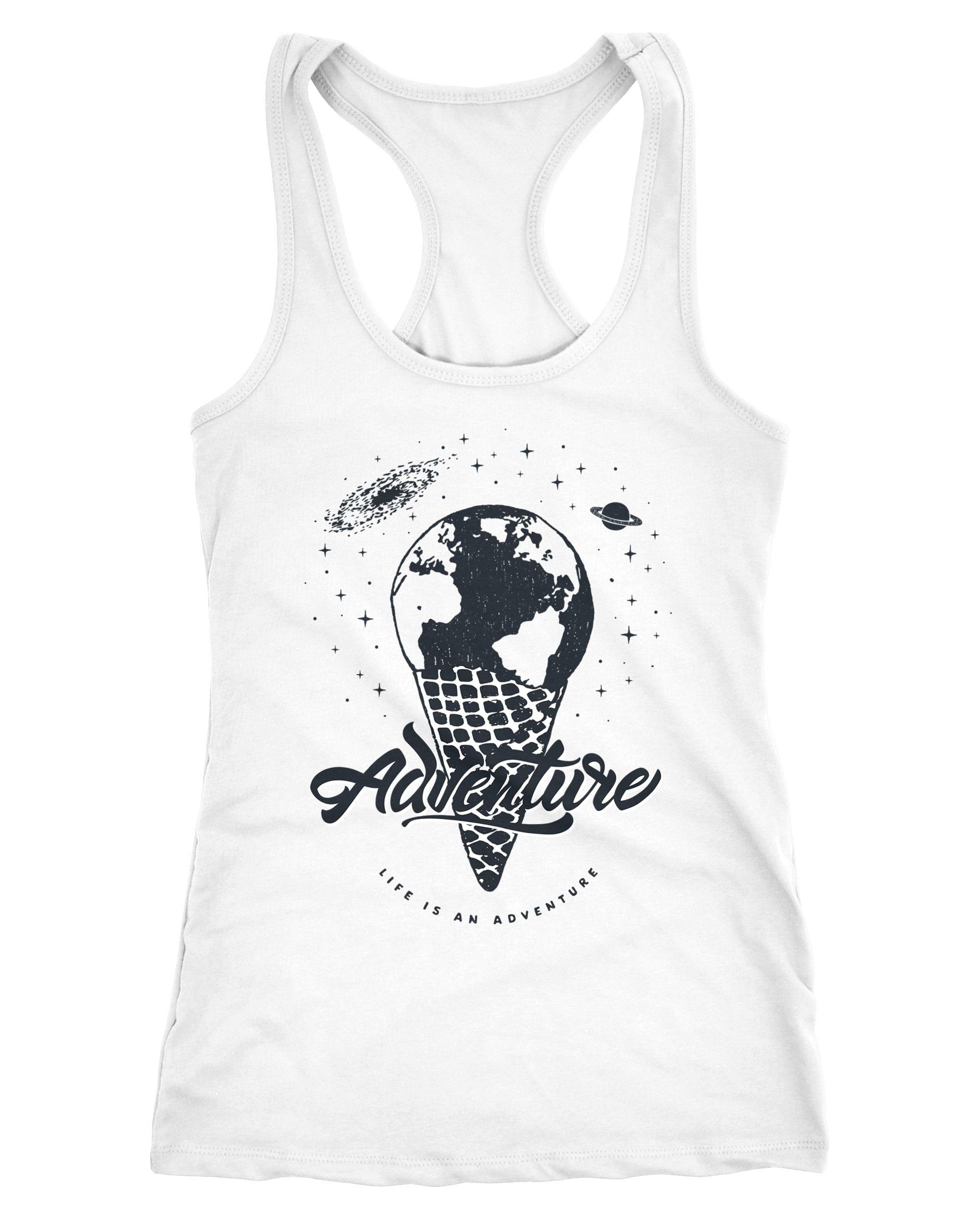 Neverless Tanktop Damen Tank-Top Weltkugel Erde Eis Eiswaffel Adventure Vintage Earth