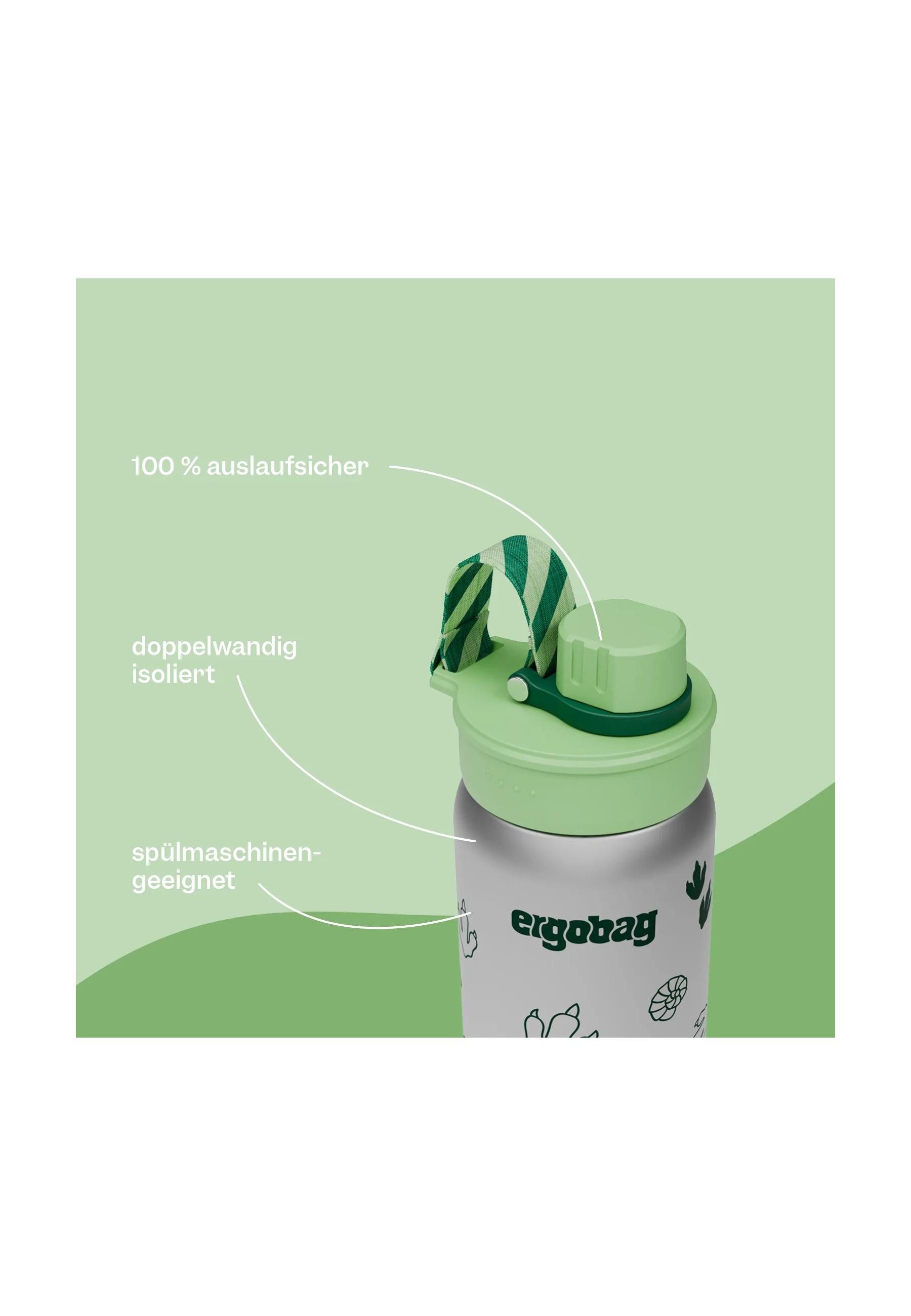 ergobag Trinkflasche Edelstahl Trinkflasche ., auslaufsicher und kohlensäuregeeignet