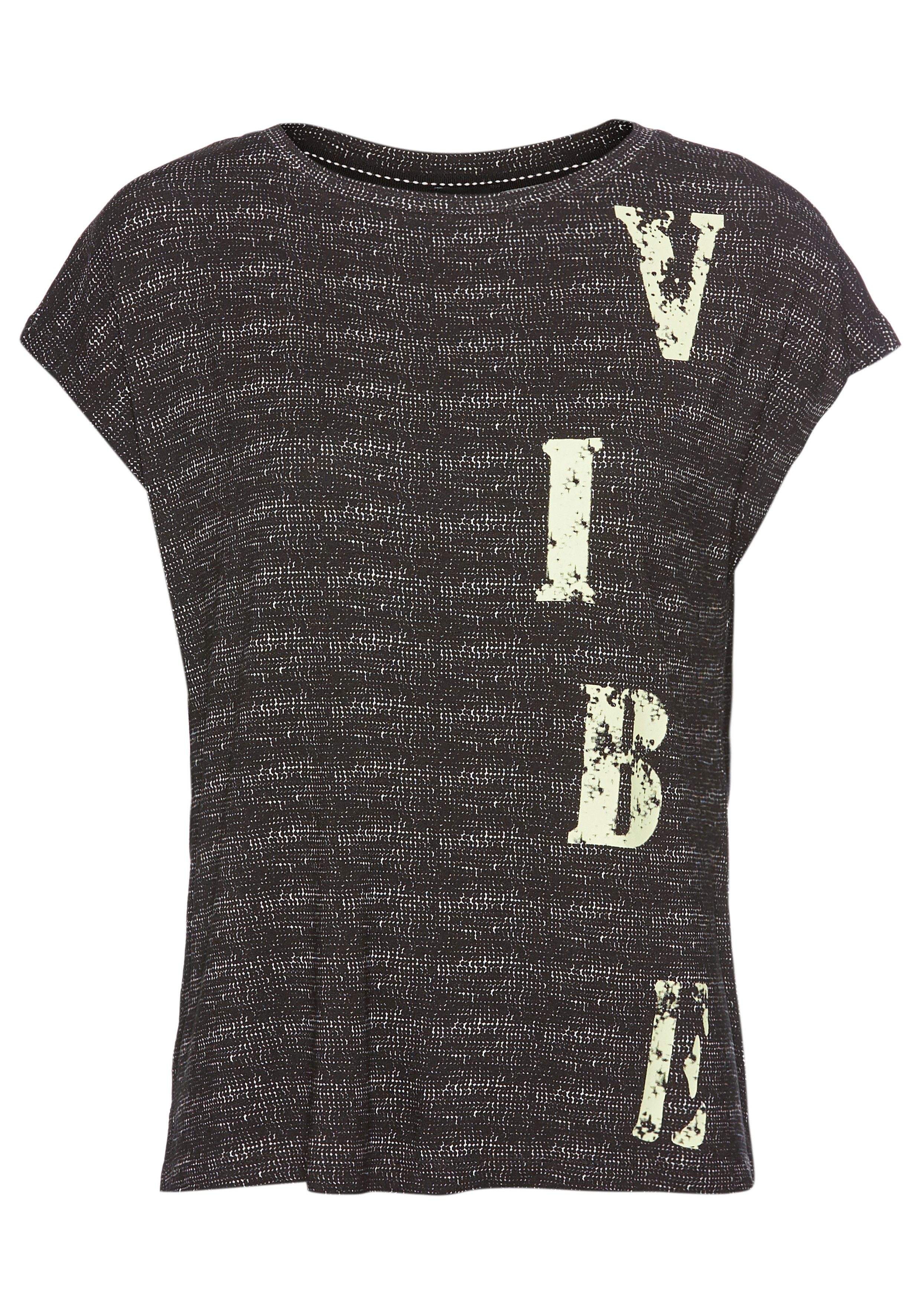 Laura Scott T-Shirt in besonderer Melange-Optik mit Schriftzug günstig online kaufen