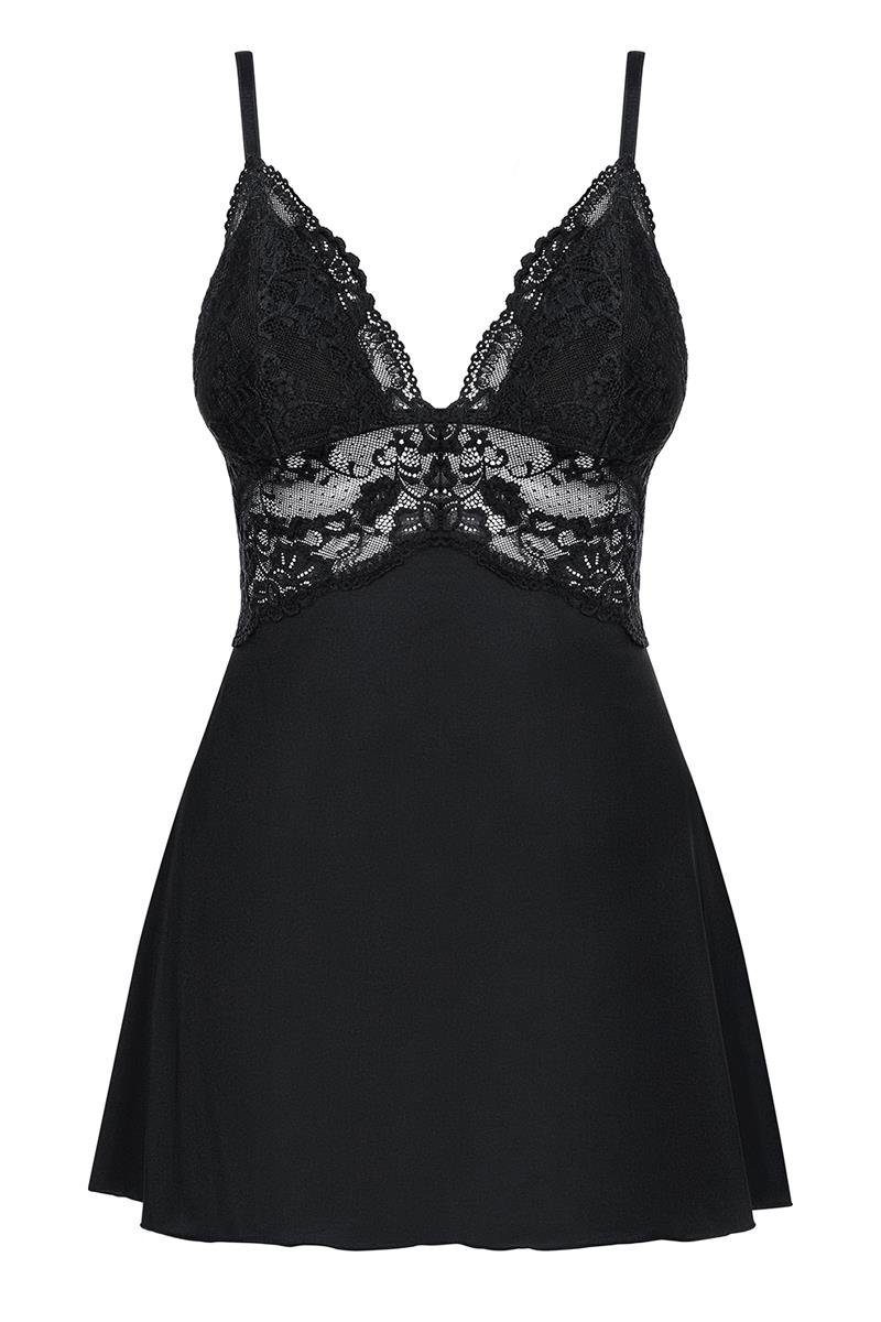 Obsessive Negligé Babydoll schwarz mit String Negligee mit Spitze (2-tlg)