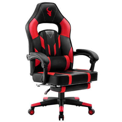 Feel2Home Gaming Chair Bürostuhl Chefsessel Sportsitz Gamingstuhl Fußstütze versch. Farben, Stützkissen,Ergonomisch,Geräuscharm,Fußstütze,Lendenkissen