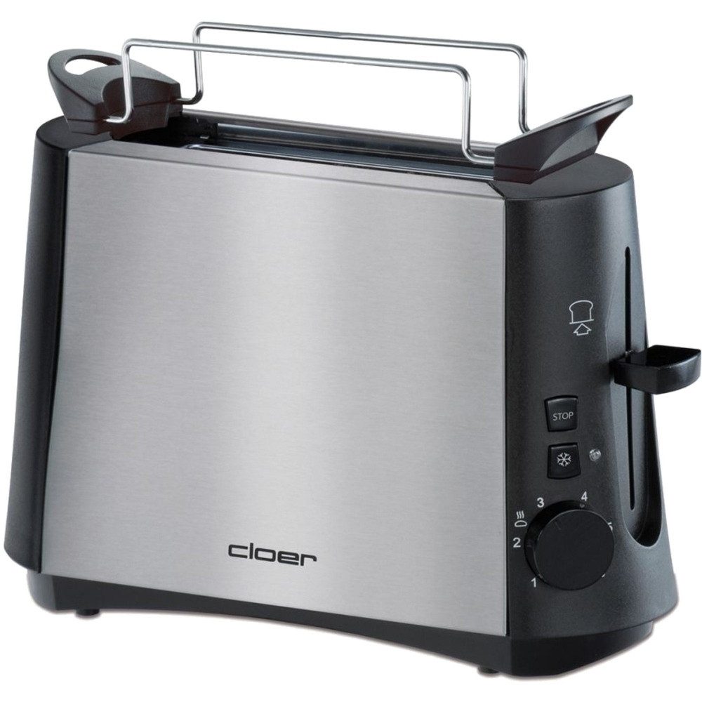 Cloer Toaster Cloer Toaster 3890 Edelstahl-Schwarz Minitoaster, Single Toaster