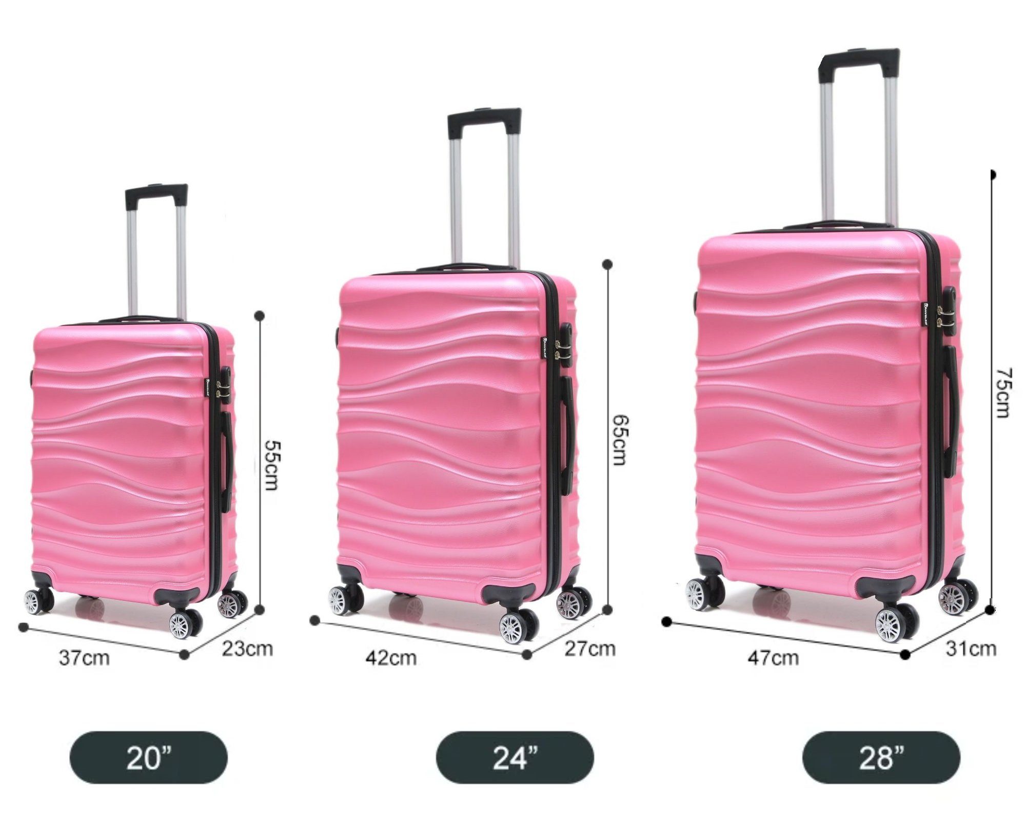 Cheffinger Kofferset Reisekoffer Koffer 3 tlg Hartschale Trolley Gepäck Reisetasche, (3 tlg)